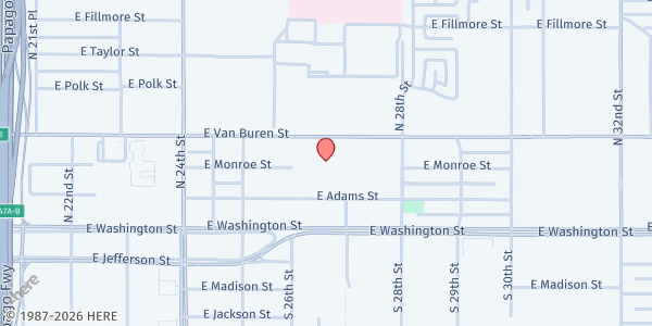 Map showing Salvation Army (Herberger Center) at 2707 E. Van Buren St., Phoenix, AZ