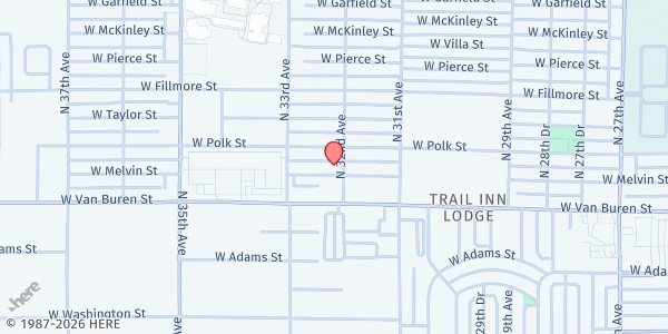 Map showing Santo Nino Catholic Community at 3206 W Melvin St, Phoenix, AZ