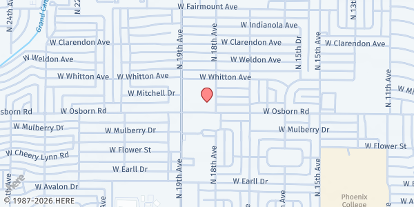 Map showing SVDP St Gregorys at 3424 N. 18th Ave., Phoenix, AZ