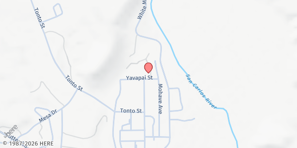Map showing UFB San Carlos Mobile Distribution at 92 Yavapai St, San Carlos, AZ