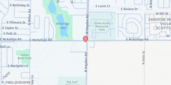 Map showing Scottsdale Community Partners at 7601 E McKellips Rd Bldg C, Scottsdale, AZ