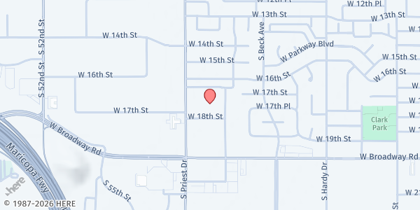 Map showing Holdeman Elementary School at 1326 West 18th Street, Tempe, AZ