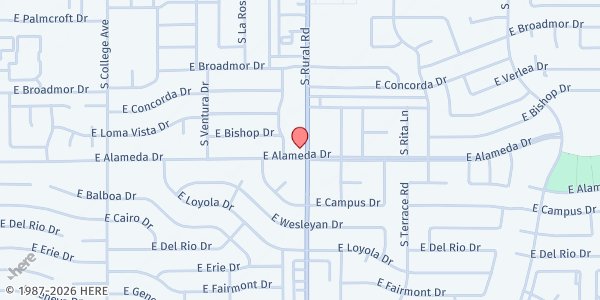 Map showing Tempe Salvation Army at 2621 S. Rural Rd., Tempe, AZ