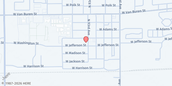 Map showing Tolleson Food Bank at 10 S. 93rd Ave., Tolleson, AZ