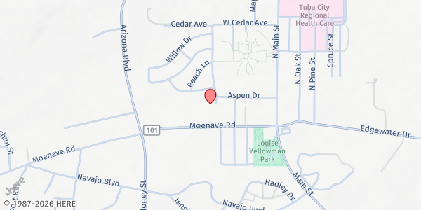 Map showing Saint Jude Food Bank - Food Distribution Center at 100 Aspen Dr, Tuba City, AZ