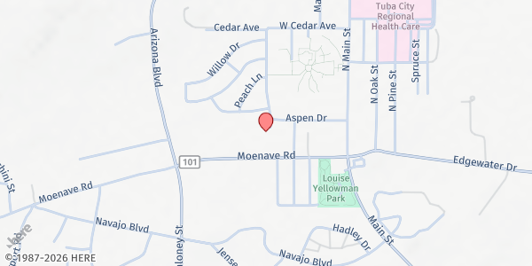 Map showing St. Jude Food Bank - Tuba City at 100 Aspen Dr., Tuba City, AZ
