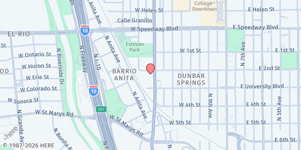 Map showing Caridad Community Kitchen at 845 N Main Ave, Tucson, AZ