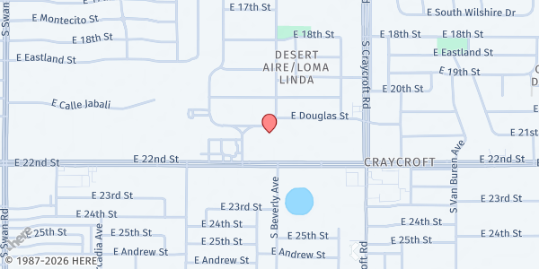 Map showing Hermitage No-Kill Cat Shelter at 5278 S 21st St, Tucson, AZ