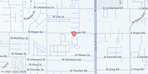 Map showing Humane Society of Southern AZ at 635 W Roger Rd, Tucson, AZ