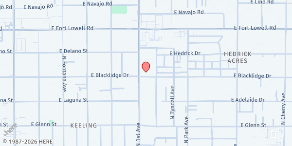 Map showing ISKCON of Arizona at 711 E Blacklidge Dr, Tucson, AZ