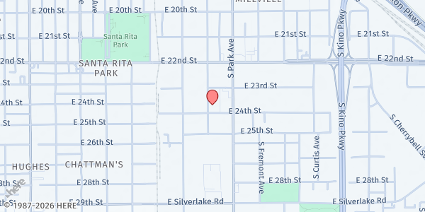 Map showing New Jerusalem Missionary Baptist Church at 1341 S. Tyndall Ave., Tucson, AZ
