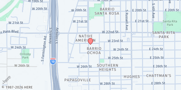 Map showing Southside Presbyterian Church at 317 W 23rd St, Tucson, AZ