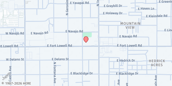 Map showing St. Francis Shelter at 601 E Fort Lowell Rd, Tucson, AZ