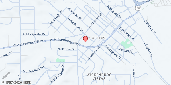 Map showing Foundation for Senior Living Wickenburg at Wellik Senior Center at 466 W Wickenburg Way, Wickenburg, AZ