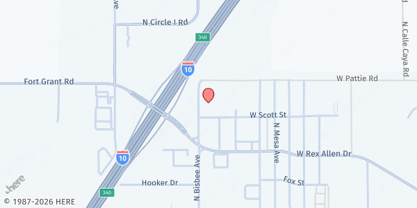 Map showing Willcox Mobile Distribution Site at 931 N Bisbee Ave, Willcox, AZ