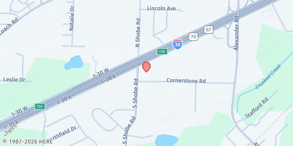 Map showing Cornerstone Nazarene - Alexander at 25799 I-30 W., Alexander, AR