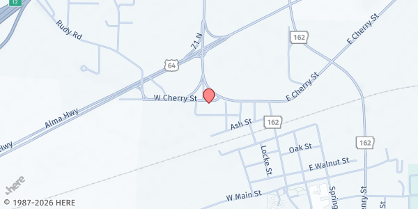 Map showing Alma Community Outreach at 227 West Cherry Street, Alma, AR