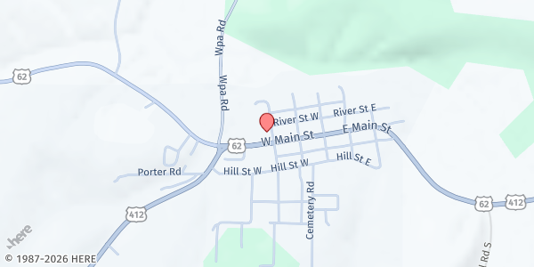 Map showing Manna Outreach Pantry at 303 US-62 W., Alpena, AR