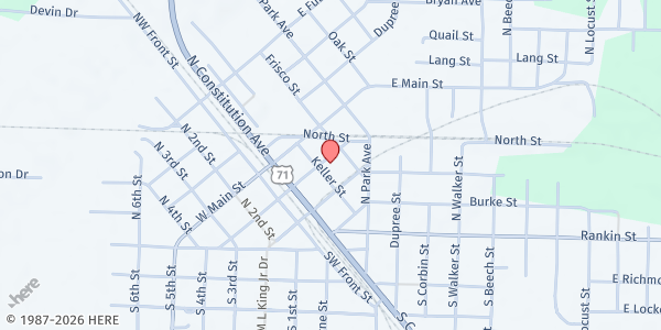 Map showing Ashdown United Methodist Church at 145 E. Commerce St., Ashdown, AR