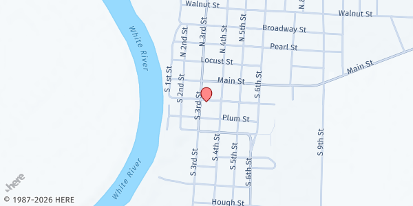 Map showing Augusta First United Methodist Church at 305 S. 3rd St., Augusta, AR