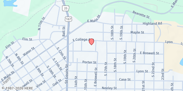 Map showing Independence County Senior Citizens Program at 1590 E. College Ave., Batesville, AR