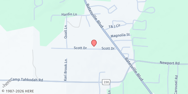 Map showing Southside Food Pantry - Food Distribution Center at 70 Scott Dr, Batesville, AR