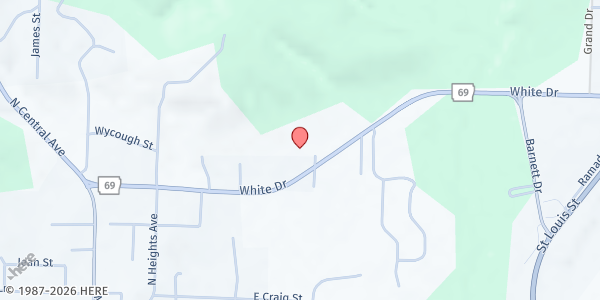 Map showing White Drive Baptist Church at 445 White Drive, Batesville, AR