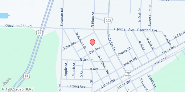 Map showing First Southern Baptist-Bearden at 425 N. Cedar St., Bearden, AR