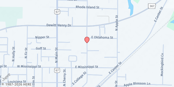 Map showing Mt. Arratt Baptist Church at 908 N. Beech St., Beebe, AR