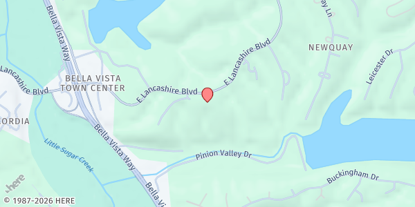 Map showing The Pantry at Bella Vista Baptist Church at 50 E Lancashire Blvd, Bella Vista, AR