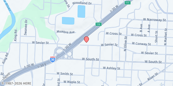 Map showing Benton First Church of the Nazarene at 1203 W. Sevier St., Benton, AR