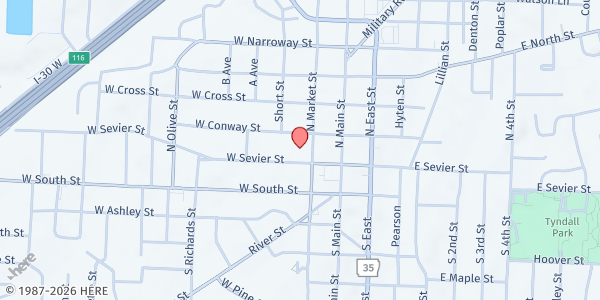 Map showing Benton First United Methodist Church at 200 N. Market St., Benton, AR