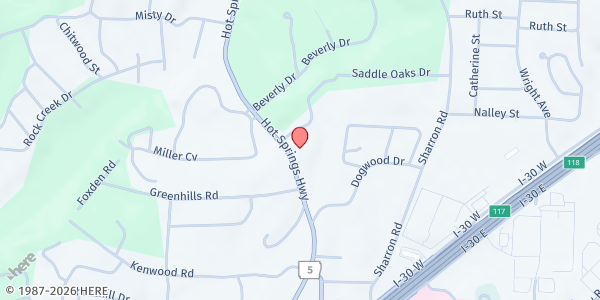 Map showing First Assembly of God Church at 1801 Hot Springs Hwy, Benton, AR