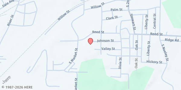 Map showing Johnson Street Church of Christ at 101 Johnson Street, Benton, AR