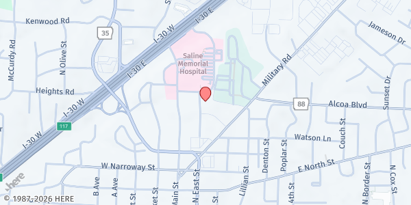 Map showing Northside Church of Christ at 917 N East St, Benton, AR
