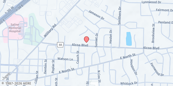 Map showing St. Matthew's Episcopal Church at 1112 Alcoa Rd., Benton, AR