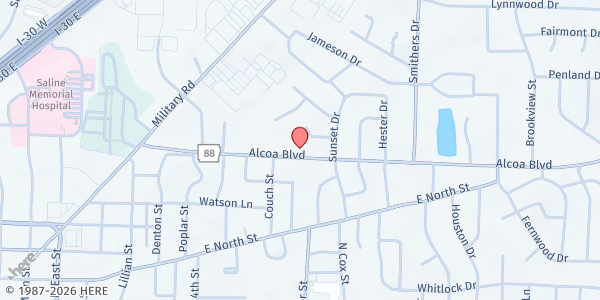 Map showing St Matthews Episcopal Church at 1112 Alcoa Rd, Benton, AR