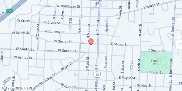 Map showing The Salvation Army - Saline County at 129 N. Main St., Benton, AR