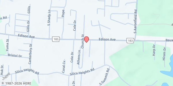 Map showing Trinity Benton Baptist Church at 702 Church St., Benton, AR