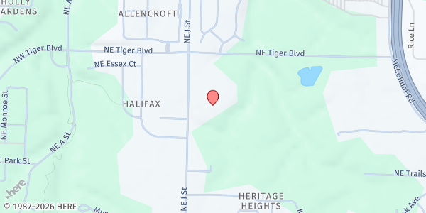 Map showing St. Stephen Catholic Church at 1300 NE J St, Bentonville, AR