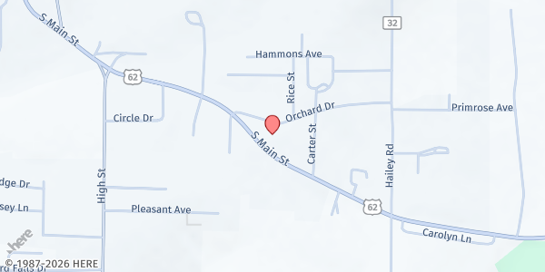 Map showing First Assembly of God at 907 S. Main St., Berryville, AR
