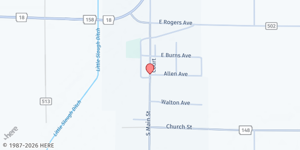 Map showing New Hope Baptist Church at 101 S. Main St., Black Oak, AR