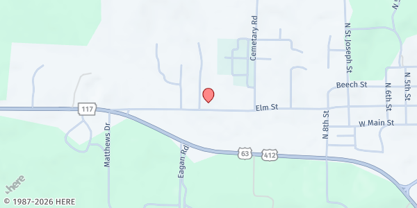 Map showing Black Rock Church of Christ at 1296 Elm St, Black Rock, AR