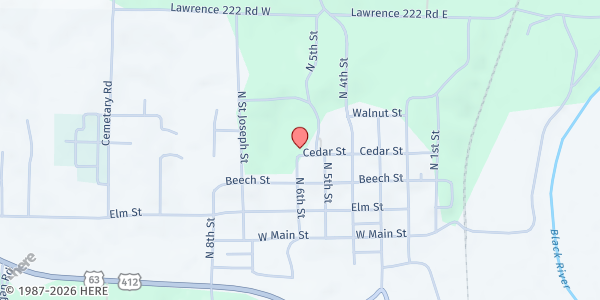 Map showing Holy Ghost Mobile for RC - Black Rock at 554 Cedar St, Black Rock, AR