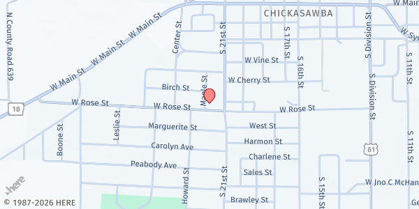Map showing Blytheville Community Samaritan Ministry at 534 Maple St., Blytheville, AR