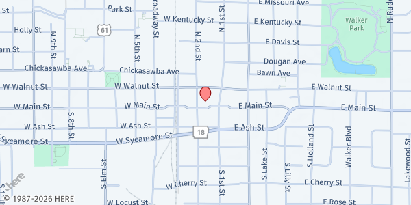 Map showing Blytheville-Gosnell Area Food Pantry at 122 W. Main St., Blytheville, AR