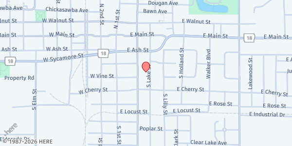 Map showing Jesus Only Apostolic Temple at 321 S. Lake St., Blytheville, AR