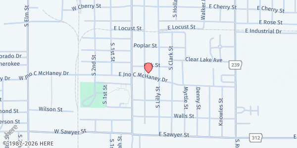 Map showing Reach Out and Touch Ministries at 920 S Lake Street, Blytheville, AR