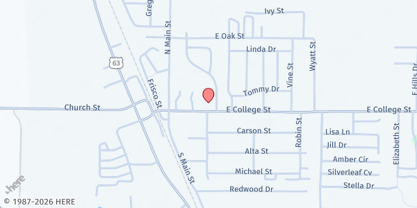 Map showing Bono United Methodist Church at 202 E College St, Bono, AR