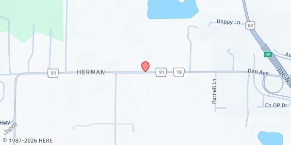Map showing Herman Missionary Baptist Church at 79 Co Rd 111, Bono, AR